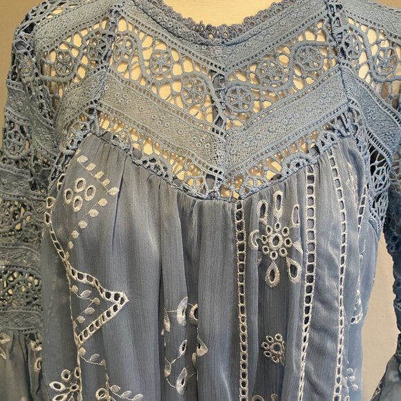 Blue Lace Mini Dress Size Small New - Picture 2 of 6